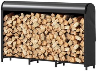 BlingBin Kaminholzregal Feuerholzregal Brennholzregal Außen 0,6m³ mit wasserdichter Abdeckung, BxTxH:199x30x121 cm, (1er Set, 1-St, 199cm x 30cm x 121cm), Regal bis 300kg für Brennholz, Holzunterstand für Garten Außen