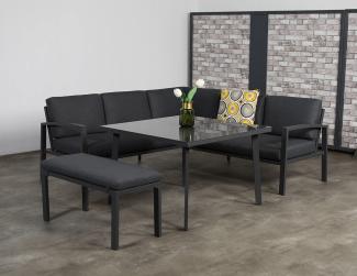 Garden Impressions Dining-Ecklounge "Baltimore" inkl. Ecksofa, Bank und Tisch, schwarz / anthrazit