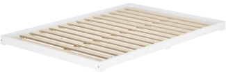 Weißes Futonbett platzsparend extra niedriges Bodenbett 140x200 Kiefer V-60.47W-14Rollrost inkl.