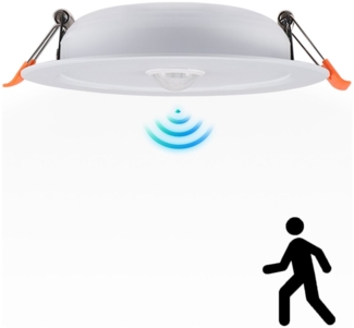 Rosnek LED Einbaustrahler 12W, Sensor-Induktion, für Flure Wohnräume Balkone Lagerhallen Deko, Reinweiß, Warmweiß