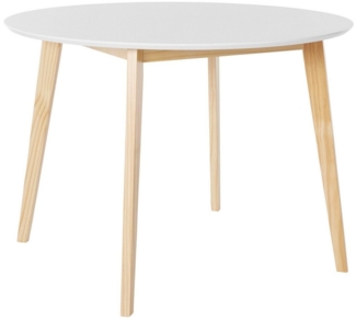 loft24 Esstisch Catelyn, Tisch rund, MDF weiß, Gestell aus Kiefer, Durchmesser 105 cm