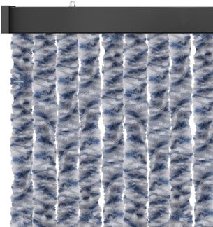 Flauschvorhang 160x200 cm in Meliert blau - weiß - silber, perfekter Insekten- und Sichtschutz für Ihre Balkon- und Terrassentür, viele Farben