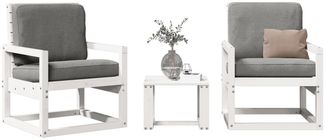 vidaXL 3-tlg. Garten-Lounge-Set Weiß Massivholz Kiefer 832553