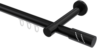 Innenlauf-Gardinenstangen-Set Prestige Zoena 100 cm, 1-läufig, 20 mm Ø Schwarz