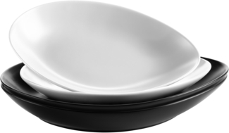 Mäser 931241 Glendale Beilagenschalen Tellerset tief, schwarz/weiß/grau, 4-teilig (1 Set)