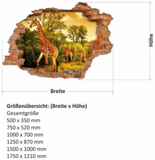 nikima Wandtattoo 036 Wandtattoo Giraffen - Loch in der Wand - 500 x 350 mm (PVC-Folie), in 6 vers. Größen