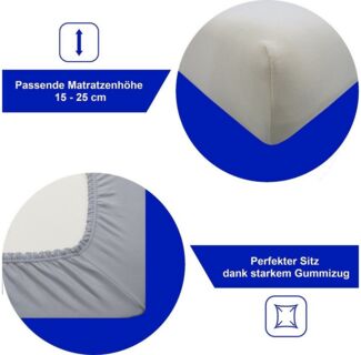 DUKAL Spannbettlaken Spannbettlaken aus hochwertigem DOPPEL-Jersey, 100% Baumwolle, Doppel-Jersey, Gummizug: rundum, (1 Stück), 80x200 cm, mit Spannumrandung, Made in Germany