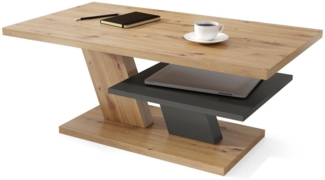 Mazzoni Couchtisch Cliff Eiche Artisan / Anthrazit Grau matt Wohnzimmertisch 110 x 60 x 45 cm