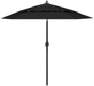 vidaXL Sonnenschirm mit Aluminium-Mast 3-lagig Schwarz 2,5 m 313866