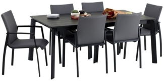 IDIMEX Garten-Essgruppe VERANO, Gartenmöbel Set mit ausziehbarem Tisch und 6 Stühlen schwarz/grau