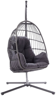 Outdoor Hängesessel XABI, Dunkelgrau, Grau, Stahlrahmen, (1-St), Kunststoffgeflecht, mit Kissen, B 110 x H 198 x T 108 cm