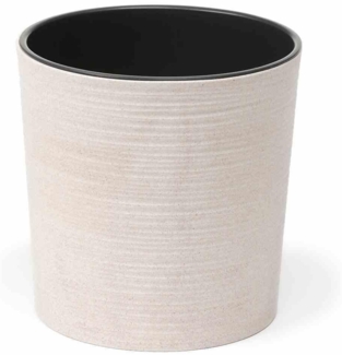 SIENA GARDEN Pflanzgefäß LOCON GROOVE, creme Rillenoptik, Rillenoptik, Ø 30 x 30,5 cm Kunststoffgefäß mit Holzfaseranteil und Einsatz