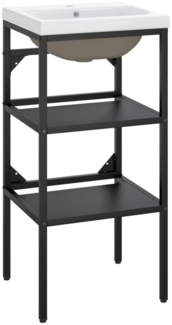 vidaXL Badezimmer-Waschtischgestell mit Waschbecken Schwarz Eisen 3101376
