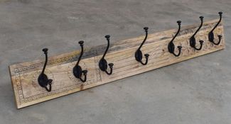 Wandgarderobe Manu mit 7 Haken 100x15x2,5 aus indischem Mango-Massivholz