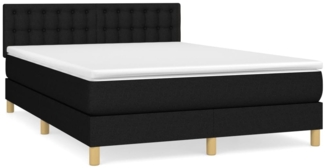vidaXL Boxspringbett mit Matratze Schwarz 140x190 cm Stoff 3140931