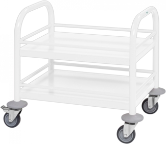 Kongamek Mini-Servierwagen 530x375x550mm 2 Etagen pulverbeschichtet in Weiß mit Bremse