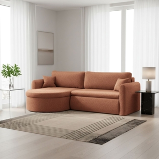Ecksofa Schlafsofa FELIZ Stoff Quelle Rostbraun Ottomane Links