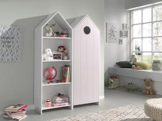 Kleiderschrank >CASAMI< in Korpus Weiß / Front Pink - 115,2x171,3x37 (BxHxT)