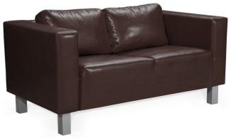 Sofa Designersofa MAILAND 2-Sitzer in Kunstleder Dunkelbraun