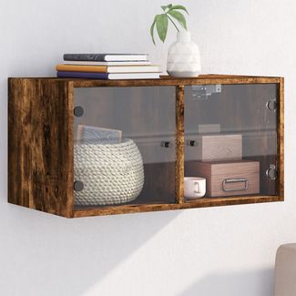 vidaXL Wandschrank mit Glastüren Räuchereiche 68,5x37x35 cm 836505