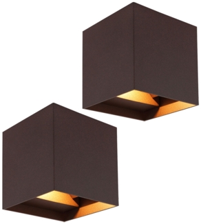 2er Set LED Wandleuchte, Außen, verstellbar, rostfarben, L 10 cm