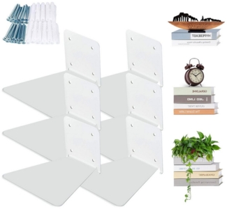 TWSOUL Bücherregal 6 Stück Unsichtbares Bücherregal, Schwebendes Bücherregal, Verstecktes Bücherregal aus Metall für das Schlafzimmer, Büro, Küche