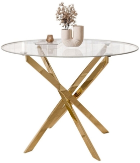 Lookway Esstisch CRISTAL 100 cm Runder Esstisch mit Glasplatte, Durchmesser Ø 100 cm