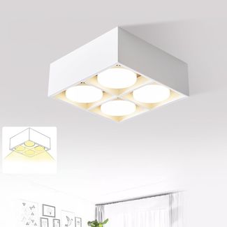 ZMH Deckenspots LED Aufbauspot - Deckenstrahler Aufputz mit 4 Flammig Schwenkbar Aufbaustrahler Weiß Aufbauleuchte Eckig Modern inklusive Warmweiß GX53 4x5W für Wohnzimmer Esszimmer Büro Küche Flur