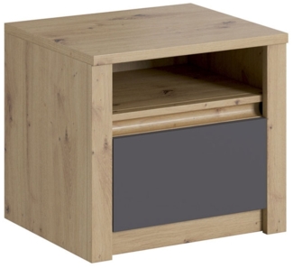 Nachttisch "Malta" Nachtkonsole 50 cm grifflos artisan eiche grau