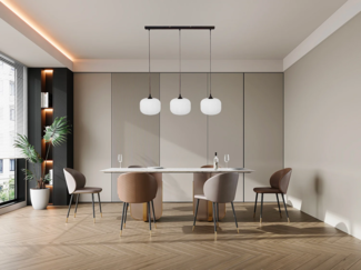 Vente-unique - Deckenleuchte - Metall & Glas - 3 Lampenschirme - 99 x 128 cm - Schwarz & Weiß - GLENORA