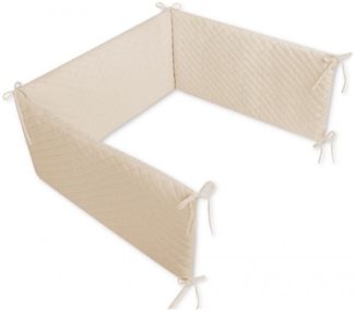 Bettnestchen 180x30 cm gesteppter Samt beige für Babybett
