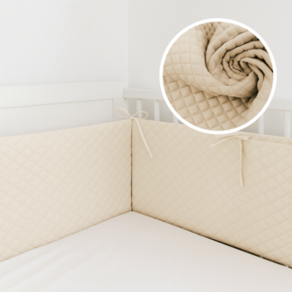 Bettnestchen 180x30 cm gesteppter Samt beige für Babybett