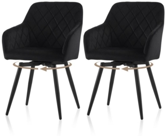 Ofcasa Esszimmerstuhl Drehstuhl (2er Set), Gepolsterter Küchenstuhl aus Samt