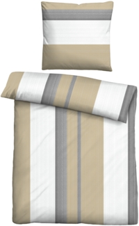Traumhaft schlafen - Castell - Markenbettwäsche Thermo-Fleece Bettwäsche 0360443 LÄNGSSTREIFEN, kitt, 1x 155x220 cm + 1x 80x80 cm