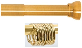 spirella Duschvorhangstange SET KRETA + RINGO SMALL, ausziehbar, geklemmt, zum Einspannen, Komplett Set Duschvorhangstange + 12 Stk. Ringe, stufenlos verstellbare Teleskopstange zum Einspannen - kein Bohren - kratzfestes Aluminium, Ø 21 mm, Verstellber...