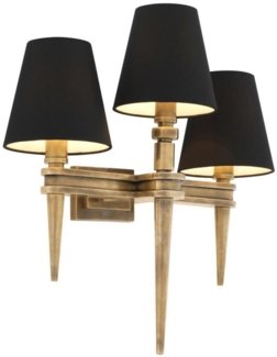 Casa Padrino Designer Messing 3er Wandleuchte 46 x 23,5 x H 50 cm - Luxus Wandlampe