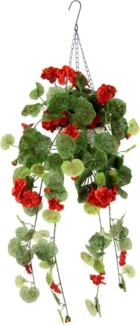 Kunstblume Geranien-Hänger mit Hängeampel Geranie Pflanze mit Blüten, I.GE.A, Höhe 80 cm, Künstliche Blumen Seidenblumen Sommerblüher Hängeblume