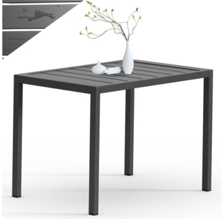 Mucola Gartentisch Aluminium Beistell Balkontisch rechteckig wetterfest Anthrazit Tisch Outdoor hitze- und wetterbeständig Terrassentisch