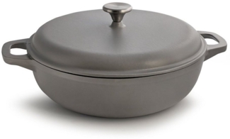 osoltus Bratpfanne osoltus Gusseisen Bauernpfanne m. Deckel 30cm hellgrau