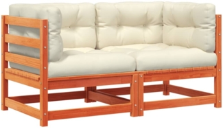 vidaXL Garten-Ecksofas mit Kissen 2 Stk. Wachsbraun Massivholz Kiefer 838074