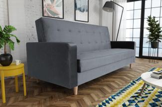 Beautysofa Schlafsofa Bamako, Sofa mit Schlaffunktion und Bettkasten, Polstersofa im skandinavischen Stil, Couch mit Holzbeine