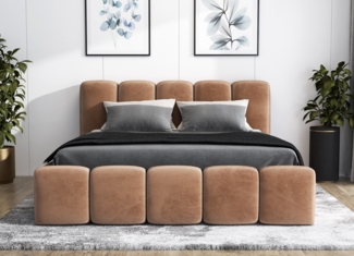 A&J MöbelLand 'Sonic' Polsterbett, Polyester, Tabak, 140 x 200, mit Matratze, mit Lattenrost, mit Bettkasten