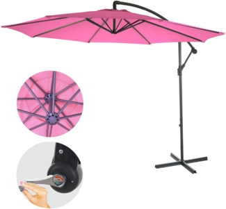 Ampelschirm Acerra, Sonnenschirm Sonnenschutz, Ø 3m neigbar, Polyester/Stahl 11kg ~ pink ohne Ständer