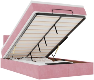 vidaXL Ottoman-Bett mit Matratze & LEDs Rosa 120x200 cm Samt 3312691