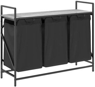vidaXL Wäschekorb 3 Fächer mit Ablage Grau Sonoma 859063