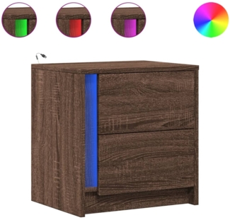 vidaXL Nachttisch mit LED-Leuchten Braun Eichen-Optik Holzwerkstoff 852059