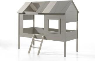 Spielbett >CHARLOTTE< in Grau aus Massiv Kiefer und MDF - 209x185x137cm (BxHxT)