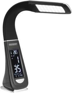 monzana 'Lilly' Schreibtischlampe, schwarz, LED, mit Display für Kalender, Uhr, Wecker & Thermometer