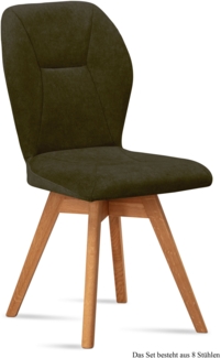 Esszimmerstuhl drehbar (8er-Set) Draga 51 x 92 x 60 Eiche geölt/Khaki