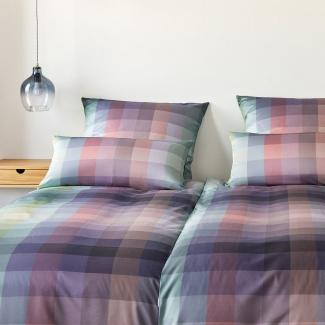 elegante Mako-Satin Bettwäsche Check out lavendel | 155x220 cm + 80x80 cm